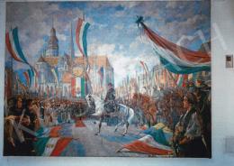  Kieselbach, Géza - Horthy's Marching into Kassa, oil on canvas, Signed lower right: Kieselbach Géza,  Photo: Tamás Kieselbach 